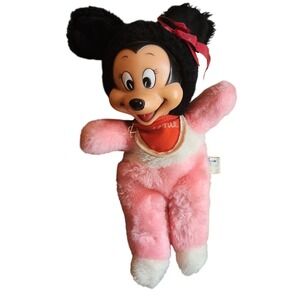 Vintage Disney Minnie Mouse Plush Toy Pink Pajamas Baby Doll